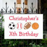 Pancarte Sports Birthday<br><div class="desc">Kids sports birthday party gifts with soccer ball, baseball, football and basketball</div>