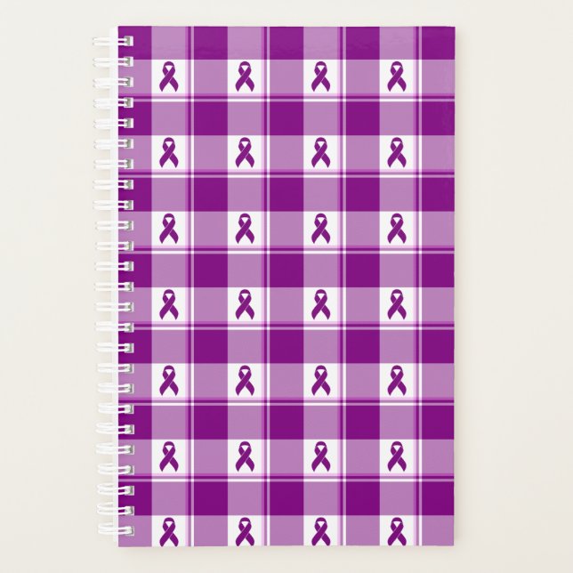 Pancreatic Cancer Awareness Plaid Planner, Purple (Devant)