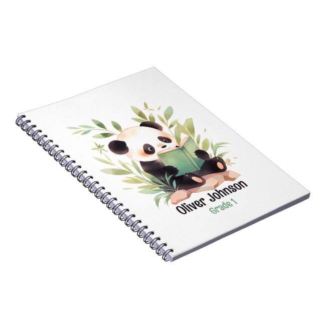Panda à l'aquarelle lisant un nom de livre (Côté Droit)