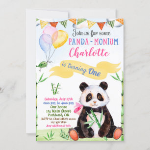 Panda anniversaire invitation 1er premier annivers