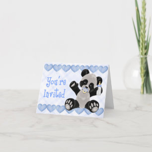 Panda avec Baby shower bleu Pacifique Invitation