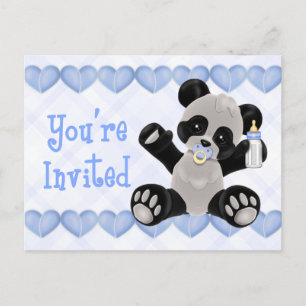 Panda avec Baby shower bleu Pacifique Invitation