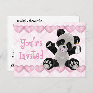 Panda avec Baby shower rose Pacifique Invitation