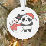 Panda Avec Snowman En Hiver Pour Noël Ornamo<br><div class="desc">Panda avec bonhomme de neige en hiver pour Noël - un bonhomme de neige pour l'hiver et Noël. Un accueil d'hiver en saison froide pour les vacances. Panda de Noël avec bonhomme de neige.</div>