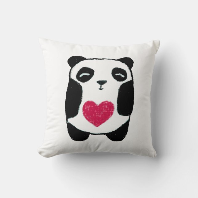 Panda avec un coussin de coeur (Recto)