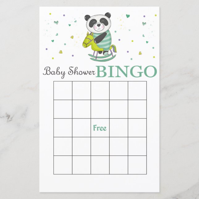 Panda baby shower carte de bingo (Devant)