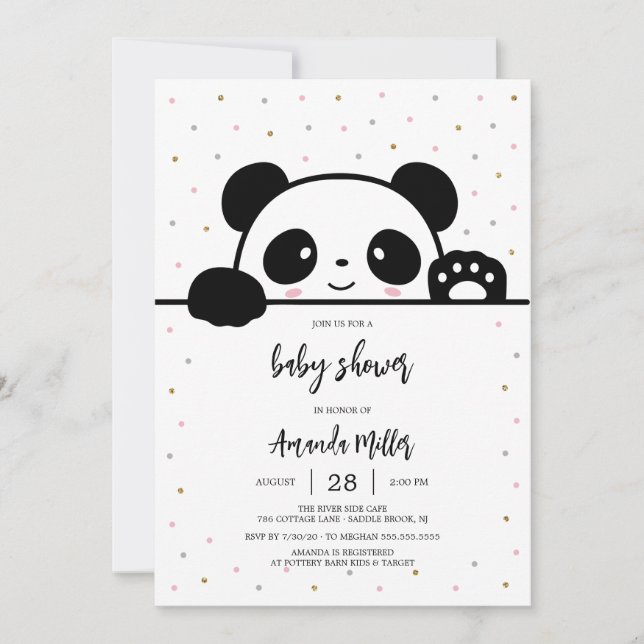 Panda Baby Shower Invitation (Devant)