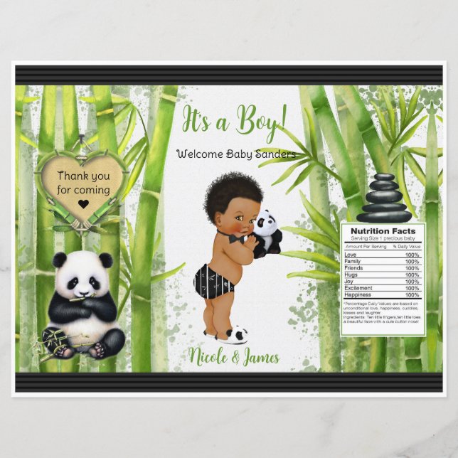 Panda Bamboo Thème Baby Boy Chip Sac (Devant)