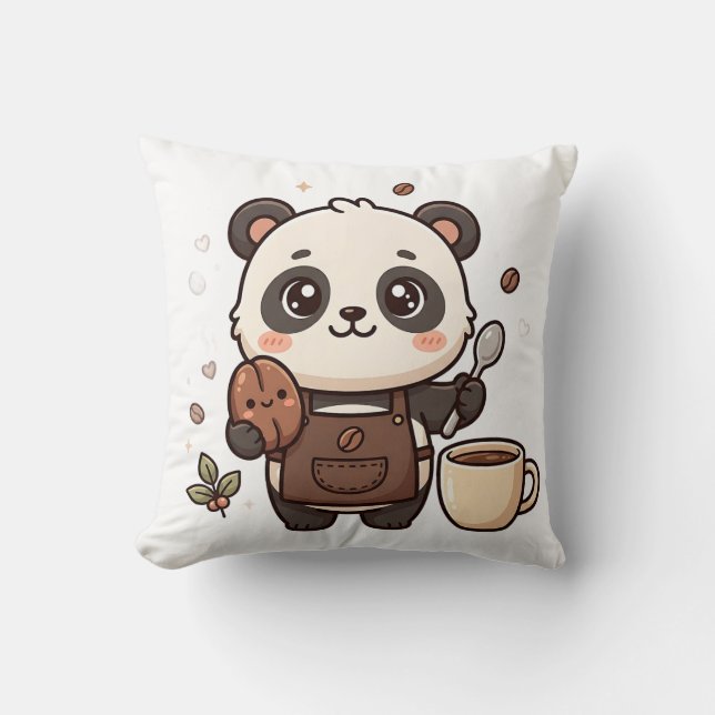 Panda Bean & Spoon Coussin de Café (Recto)