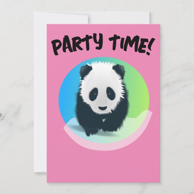 PANDA BEAR ANNIVERSAIRE PARTI INVITATIONS PERSONNA (Devant)