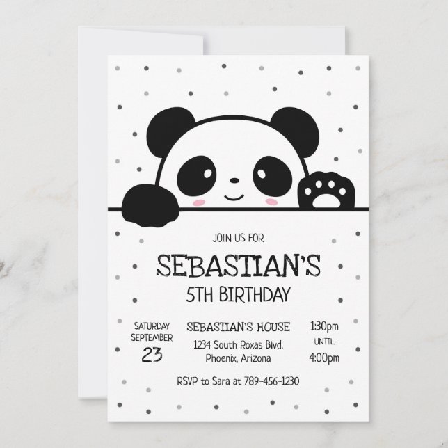 Panda Bear Birthday Party Invitation (Devant)