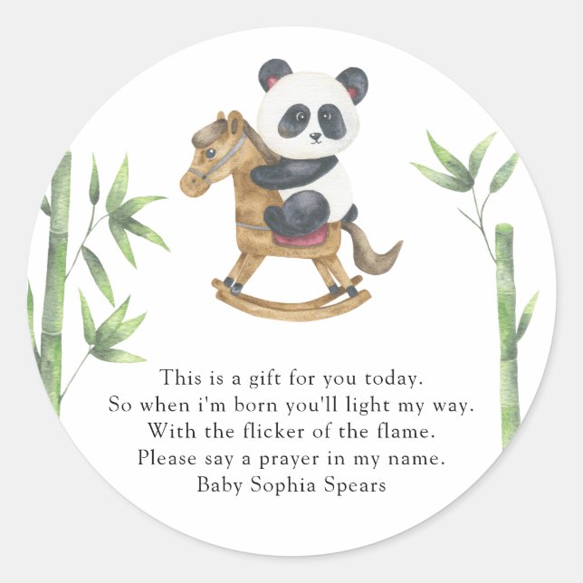 Panda Bear - Étiquette de la bougie de prière (Devant)