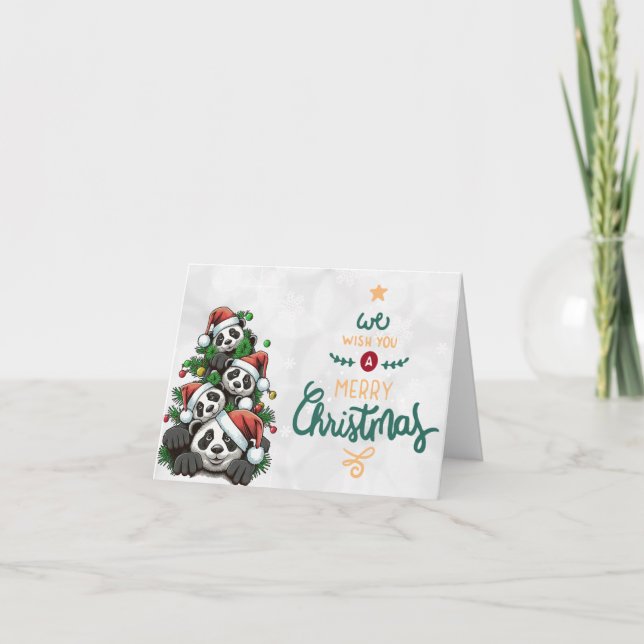 Panda Bear Famille pour cartes de Noël (Devant)