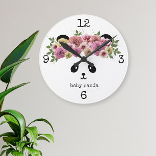 Panda Bear Girl Floral Crown Horloge personnalisée
