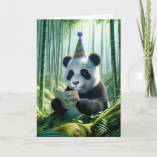 Panda Bear Lecture d'une carte d'anniversaire
