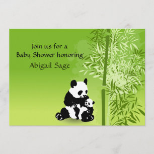 Panda Bears et Bambou Invitation Baby shower neutr
