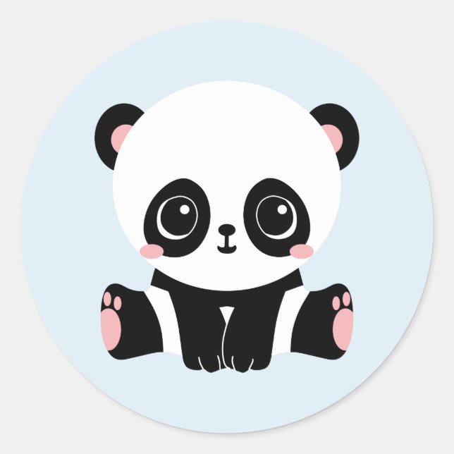 Panda bébé adorable sur Stickers Bleus (6 Stickers (Devant)