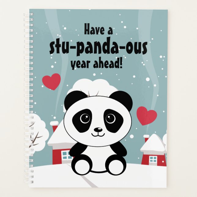 Panda Bébé Cute En Hiver Gris Neige (Devant)