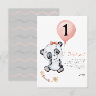 Panda bébé fille 1er anniversaire Merci