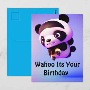 Panda bébé volant, carte postale