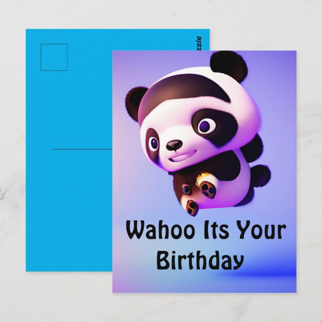 Panda bébé volant, carte postale (Devant / Derrière)