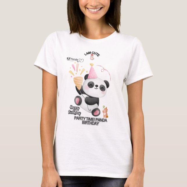  Panda Birthday T-Shirt | Adorable Kawaii Design (Devant)