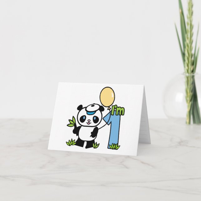 Panda Boy First Birthday Fill-in Invitations (Devant)
