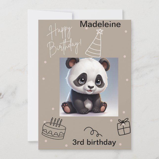 Panda câlin, carte d'anniversaire inscriptible (Devant)