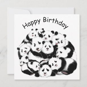 Panda carte d'anniversaire Happy Family - Drôle