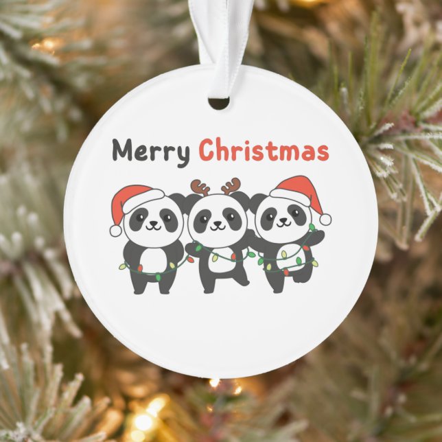 Panda Christmas Animals Pandas Merry Christmas (Arbre)