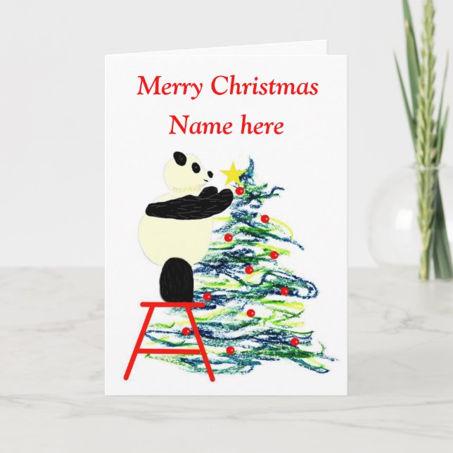 Panda Christmas Card, carte de vacances (Devant)
