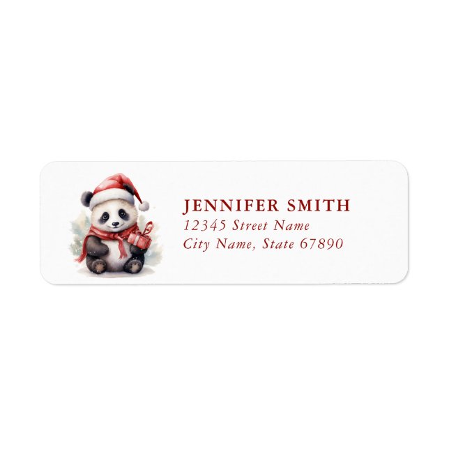 Panda Christmas Retours Adresse Étiquettes (Devant)