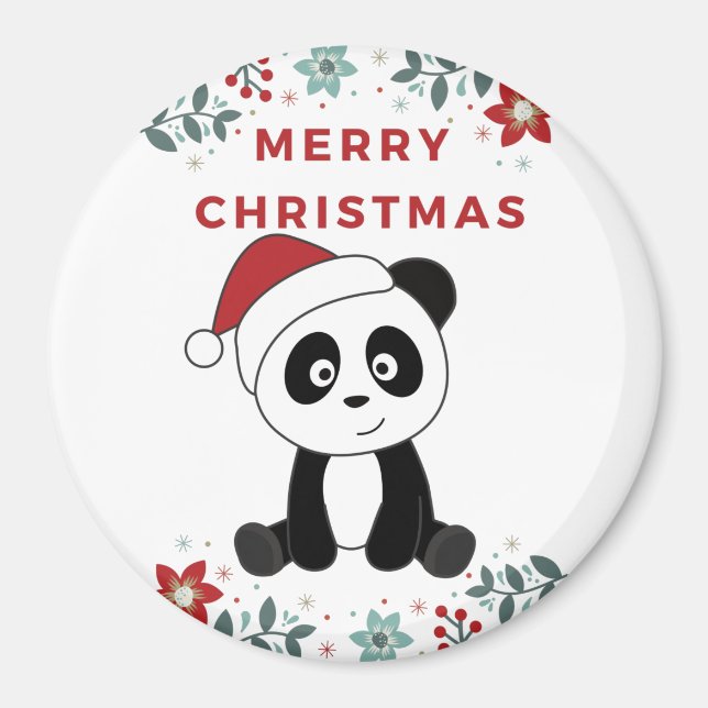 Panda Christmas Snow Winter Animals Pandas Magnet (Devant)