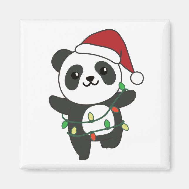 Panda Christmas Winter Animaux Pandas Magnet (Devant)