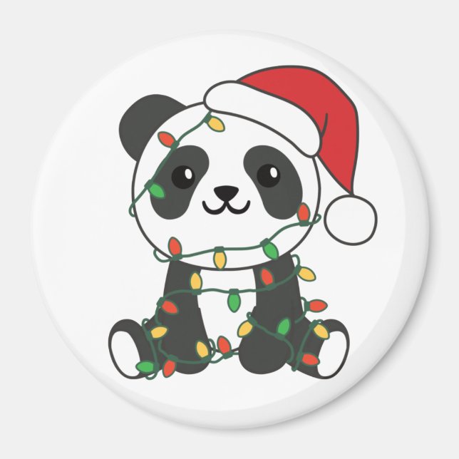 Panda Christmas Winter Animaux Pandas Magnet (Devant)