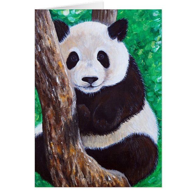 Panda dans un arbre Peinture carte de voeux (Devant)