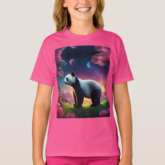 Panda dans un T-shirt jardin d'Imaginaire (Devant)