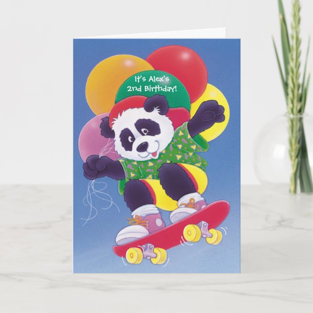 Panda de skateboard d'anniversaire invitations per (Devant)