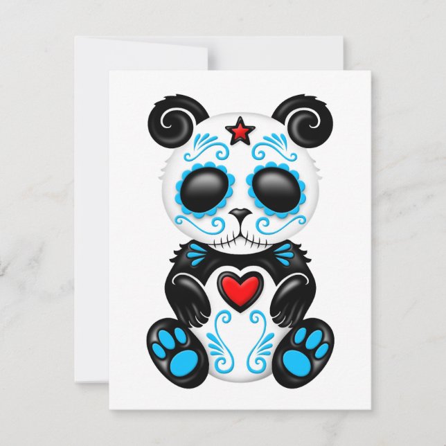 Panda de sucre Zombie bleu sur blanc (Devant)