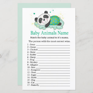 Panda dormant Bébé Animaux Nom Jeu