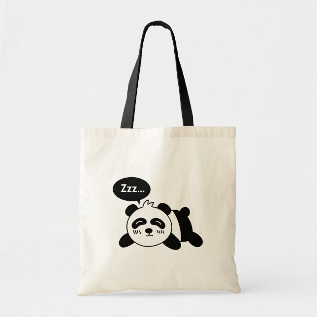 Panda dormant mignon Sac fourre-tout noir et blanc (Devant)