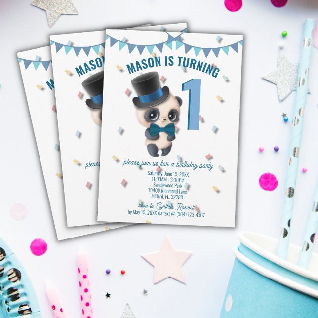Panda en chapeau - Invitation d'anniversaire perso (Créateur téléchargé)