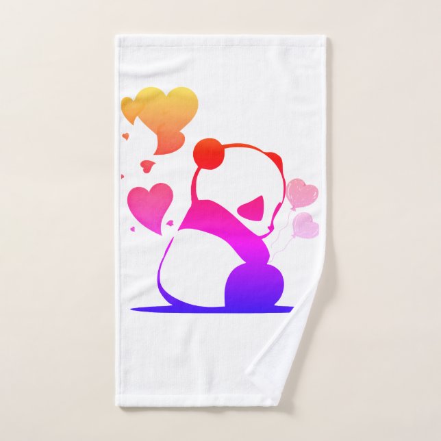 Panda en rose (Serviette à main)