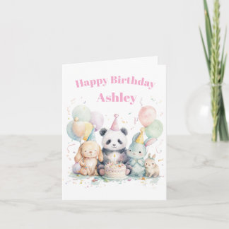 Panda et carte d'anniversaire d'amis