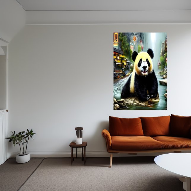 Panda et eau dans la ville | AI Art Poster (Créateur téléchargé)