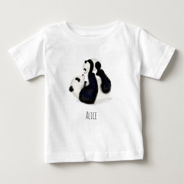Panda et petit T-shirt bébé personnalisé (Devant)