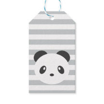 Panda étiquettes cadeaux rayées