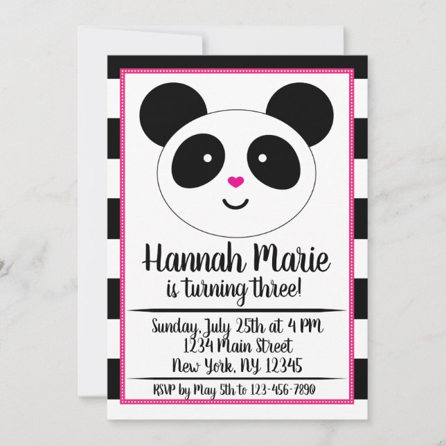 Panda fêté Anniversaire Invitation (Devant)