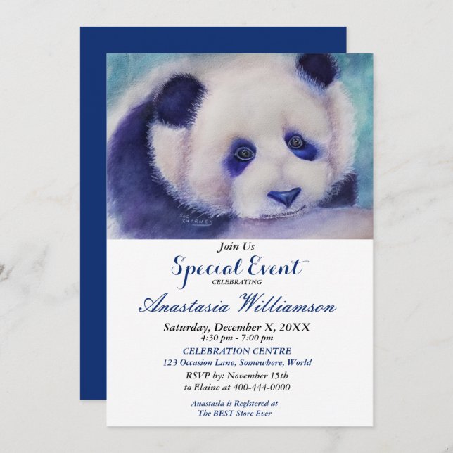 PANDA FUN PARTY INVITATION (Devant / Derrière)