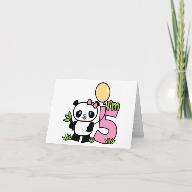 Panda Girl 5e anniversaire Invitations (Devant)